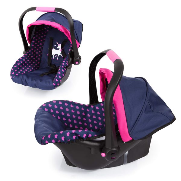 Bayer Design Baby Doll Deluxe Car Seat with Canopy- Blue and Pink