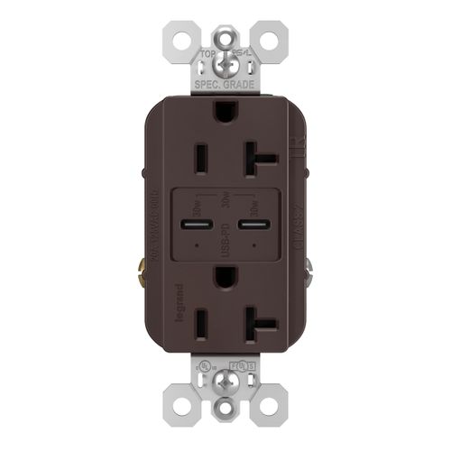 Pass & Seymour TR20USBPDDB Power Delivery USB Outlet, Dark Bronze