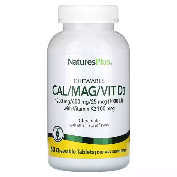Nature's Plus, Chewable Cal/Mag/Vit D3, CHOCOLATE, 60 Chews