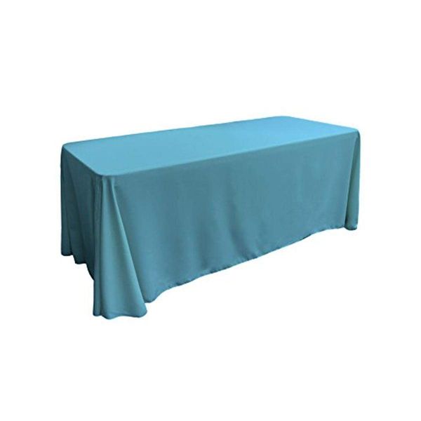 LA Linen Polyester Poplin Washable Rectangular Tablecloth, Stain and Wrinkle Resistant Table Cover 90x156, Fabric Table Cloth for Dinning, Kitchen, Party, Holiday 90 by 156-Inch, Turquoise Dark