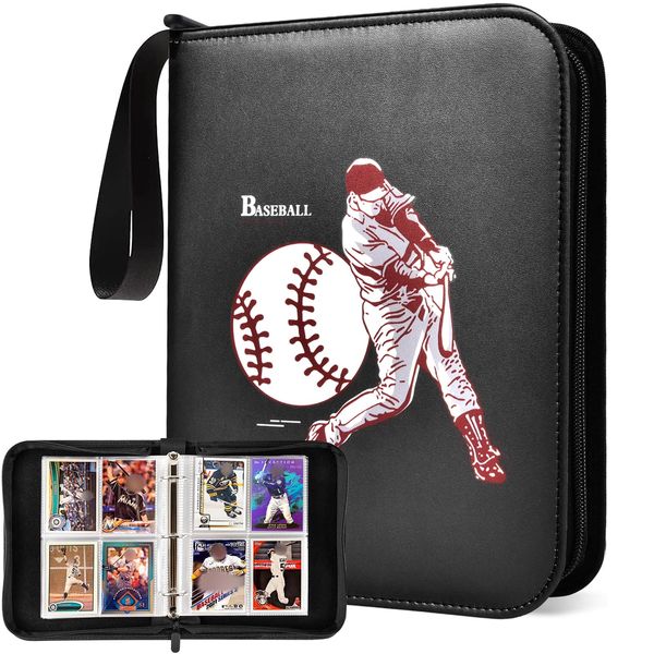 Boobowl Baseball Card Binder, Trading Cards Sleeves Protectors Holder for Topps 2024 2023, 440 Pockets Baseball Card Collectors Football Sports Cards Album, Cards Display Collection Case - Black