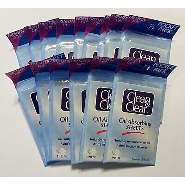 15 8-Sheet Pocket Packs Clean & Clear Oil Absorbing Sheets