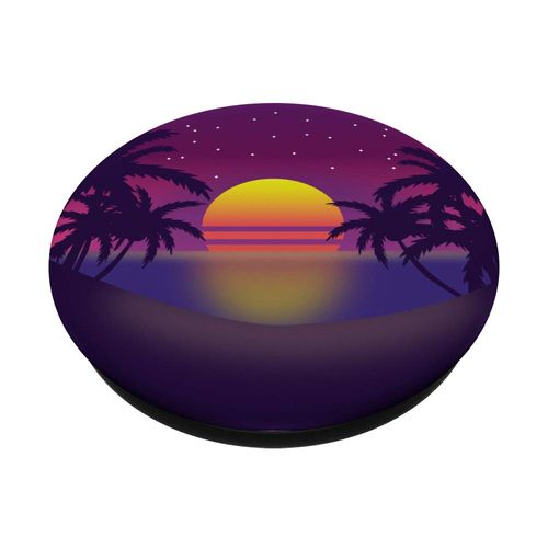 Retro 80s and 90s Vintage Palm trees Sunset PopSockets Grip and Stand for Phones and Tablets