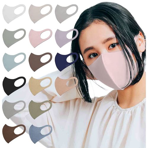 We'll Comfit MASK Single Mask, 1 Piece (16 Colors in Total) All Seasons, Small Face, Pollen, Made in Japan (SMOKY PINK, XS)