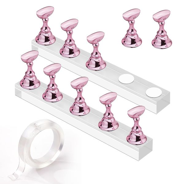 Makartt Nail Stand Display, Magnetic Nail Tips Stand, Acrylic Nail Display Stand, Nail Practice Holders Nail Painting Stand with 1M Double-sided Tape