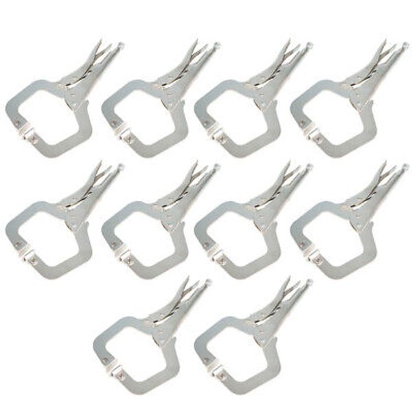 11" Swivel Pad Locking C-Clamp Locking Pliers With Swivel Pads 10 Pack