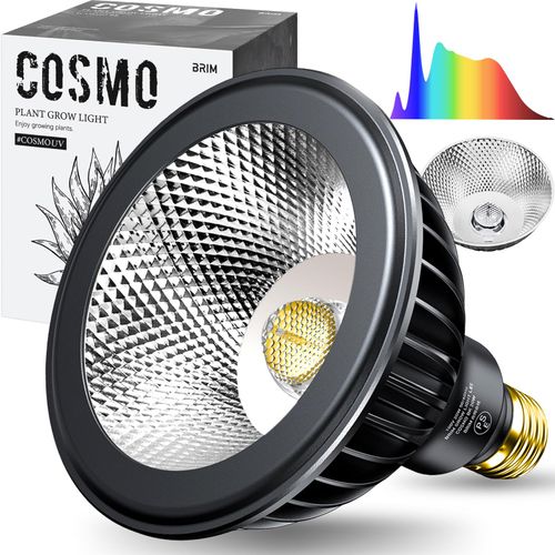 BRIM COSMO UV 20W Plant Growing Light, LED Full Spectrum, High PPFD, High Power Factor, High Color Rendering, Energy Saving Design, Long Life, E26 Base, Reflector & Light Collecting Lens Included