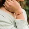 Ruby Chip Bead Bar Bracelet in Bronze