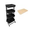 Sunpercy Kitchen Wagon, Basket Trolley, Tool Wagon with Casters, 4 Tiers, Black