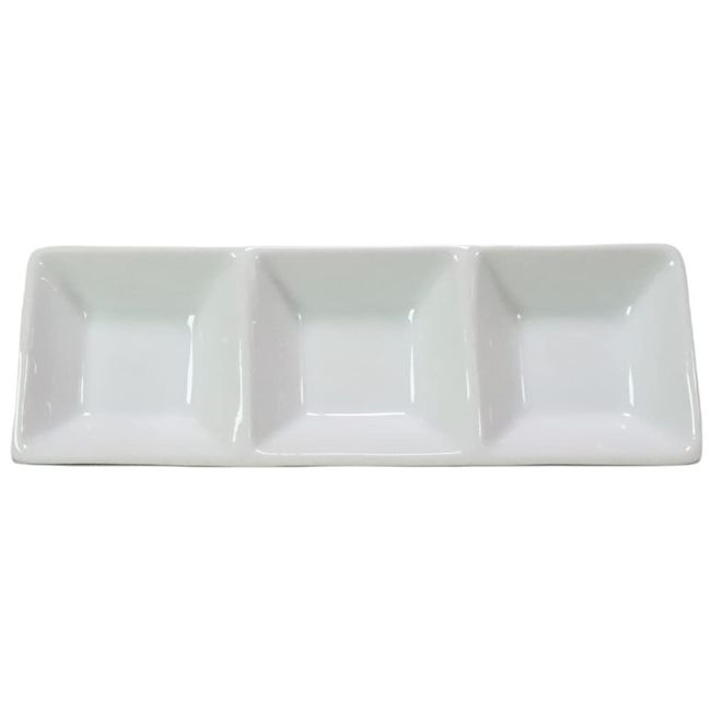 White Square 3 Three Dishes [180 x 60 x 25 mm bust100 仕切 小皿] [Restaurant Hotel Restaurant 洋食 Charger Industrial]