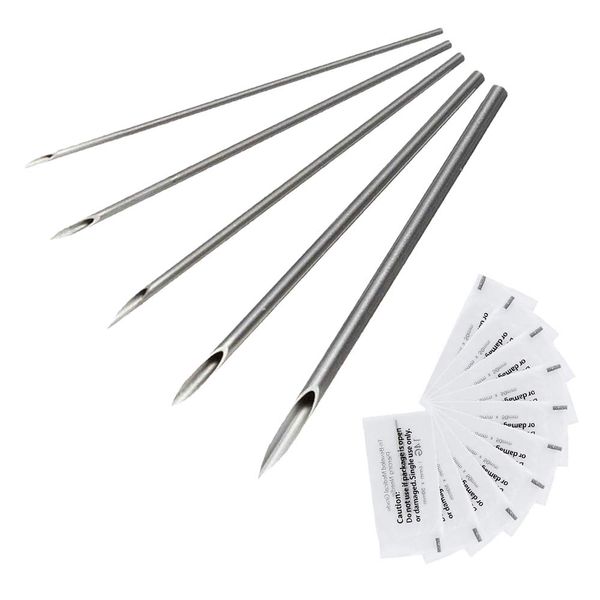 Ear Nose Piercing Needles - SOTICA 50PCS Disposable Cleaned Piercing Needles Mixed Sizes 12g 14g 16g 18g 20g for Ear Nose Navel Nipple Lip Piercing Supplies Piercing Kit Piercing Tool…