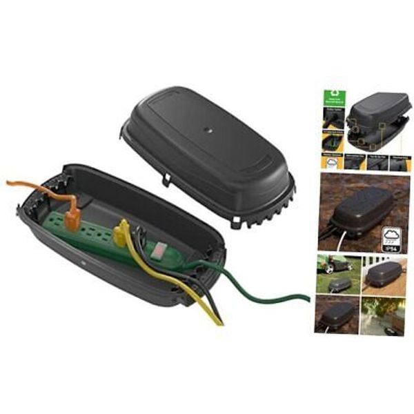 Outdoor Weatherproof Electrical Cable Box, IP54 Rated for Safe Outdoor Black