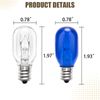 Verplexter 120V Lighting Makeup Mirror Bulb Replacement, E12 Candle Holder Base T20 Bulb, 2 Transparent 2 Blue