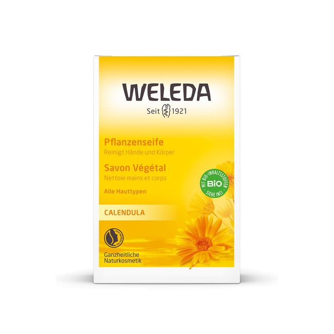 WELEDA Calendra Soap, 3.5 oz (100 g), Solid Soap, Body Soap, Clean Wash, Peaceful Herbal Scent, Naturally Derived Ingredients, Organic, 3.5 oz (100 g) x 1