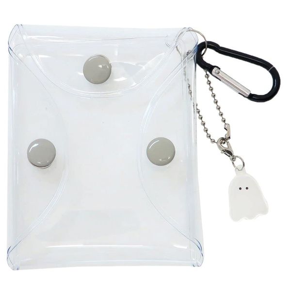 [Mini Pouch] Clear Pouch with Carabiner / Gray Coolier Accessory Case, Cute Goods, Mail Order