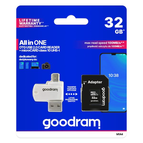 GOODRAM 32GB M1A4 All in One Micro Card Class 10 UHS I + Card Reader