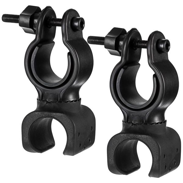 2PCS Walking Stick Holder Black Universal Rack Cane Accessories, 360°Rotatable Adjustable Crutch Bracket for Wheelchairs, Drive Rollators, Mobility Scooter, Assistant Holder for Cane or Stick Users