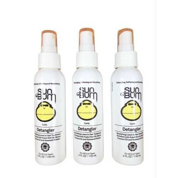 Sun Bum Curls & Waves Detangler | 4 oz | Pack of 3-  NEW