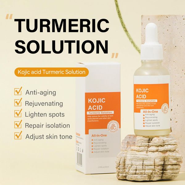 Kojic Acid Turmeric Oil, Dark Spot Remover for Face, Kojic Acid Face Moisturiser Glow Serum, Kojic Acid Serum Dark Spot Corrector, Turmeric Serum Reduce Fine Lines, Melasma, Acne Face Serum