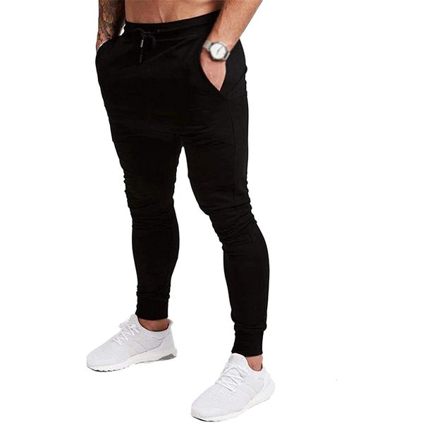 Manatsulife Men’s Training Pants K-02, Gym, Joggers, Fitness, Slim, Sweatpants, Solid Color., black (black 19-3911tcx), M