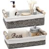 Storage Basket Wicker Basket Bin for Organizing with Handle Countertop 2Set Grey