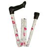 Arthritis Grip Cane - Folding, adjustable, Left Handed - Pink Flowers