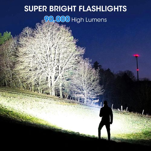 Kmivo Rechargeable LED Flashlights High Lumens - 4 Pack 90,000LM Super Bright Flashlight, Adjustable Powerful Flash Light with 5 Modes, Waterproof Handheld Flashlight for Home