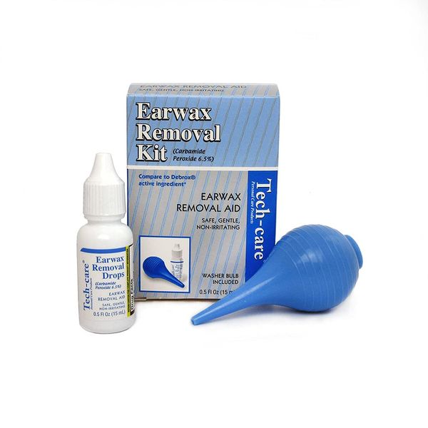 Tech-care Earwax Removal Kit, Includes Drops and Ear Syringe Bulb, 0.5 Oz