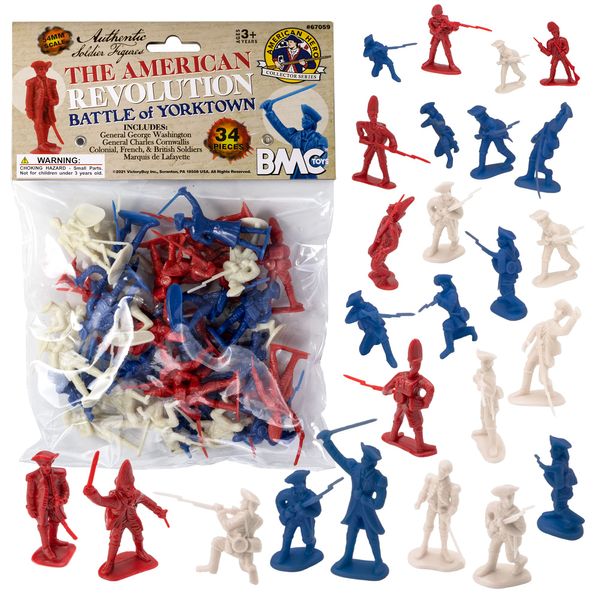 BMC Revolutionary War Plastic Army Men - 34 British, American, French Soldiers