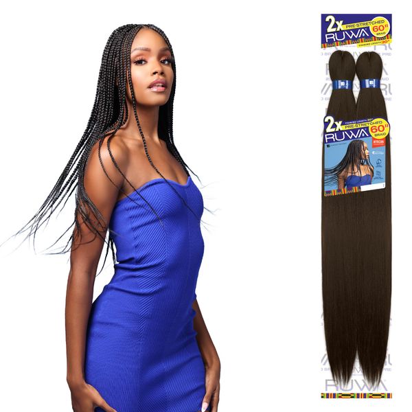 Sensationnel Ruwa prestretched braiding hair - 2x ruwa 30inch water repellent fast dry synthetic braid in hair extensions - 2x Ruwa 30 inch (4 pack, 1B OFFBLACK)
