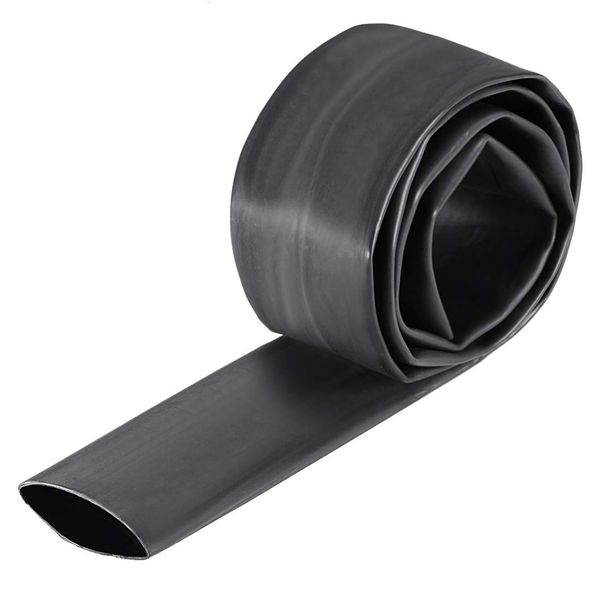 sourcing map Heat Shrink Tubing, 30mm Dia 51mm Flat Width 3:1 rate Shrinkable Tube Cable Sleeve 1m - Black