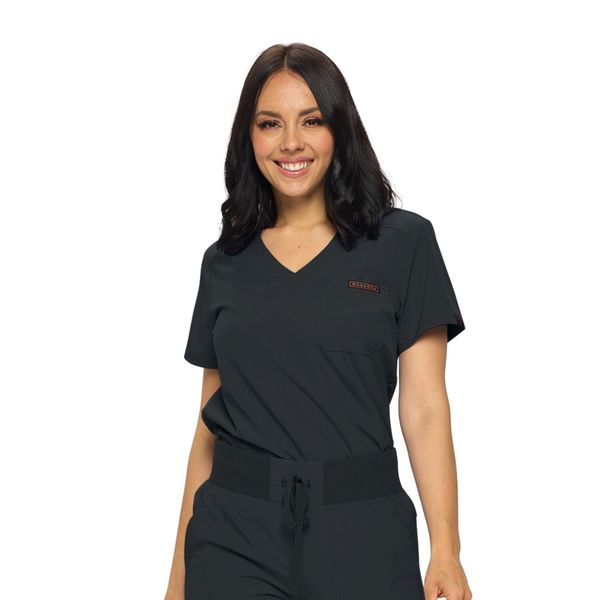 Monarch Uniforms Womens Scrub Top One Pocket Tuck in Scrub Top for Women (Black) M