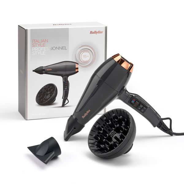 BaByliss Italian Air Pro 2200, Grau, AC-Motor, 2200 W Leistung, Ionen-Technologie, 6719DE