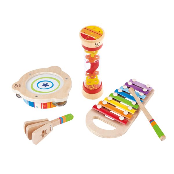 Hape Toddler Beat Box Set, Wooden Music Toy Set E8148, L: 15.8, W: 2.8, H: 14.2 inch