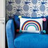 Rectangular Cotton Pom Pom Rainbow Sofa Scatter Cushion, Multicolour Bombay Duck