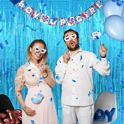 YUKL Blue Backdrop Curtain Door Streamers 2Pack Blue Streamers Party Decorations Blue Foil Fringe Curtain Blue Tinsel Fringe Backdrop for Bluey Birthday Decorations Stitch Birthday Decorations