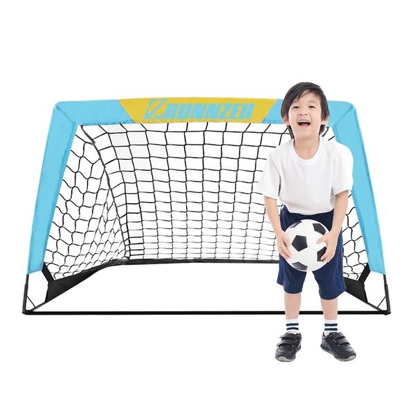 L RUNNZER Soccer Goal, Foldable, Children's Portable Soccer Goal, Futsal Goal, Mini, Indoor/Outdoor, Garden, Kids, Foldable, Storage Bag Included, Mizuiro, 39.4 inches (100 cm)