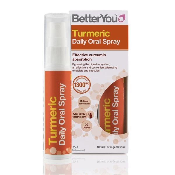 BetterYou Turmeric Oral Spray - Natural Liquid Turmeric Supplement - an Easy, Comfortable Pill Alternative - Natural Orange Flavor - 0.85 oz