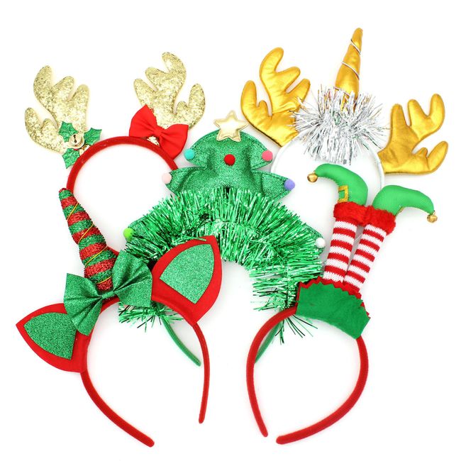 OLILLY - Pack of 5 Christmas themed headbands - Ideal for animating and sharing for the festive season