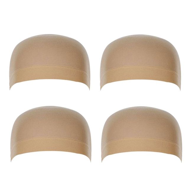 OMORFIEER Wig Caps, Stocking Caps For Wigs Stretchy Wig Caps For Women Beige 4PCS