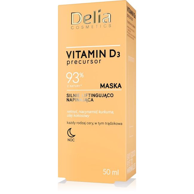 Delia Cosmetics - Vitamin D3-Vorläufer - Leistungsstarke straffende und festigende Maske - Alle Hauttypen – Akne Haut - Feuchtigkeitsspendend - Reduziert die Sichtbarkeit von Falten - 50ml