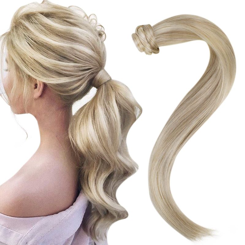 Easyouth Blonde Human Hair Ponytail Extension Blonde Pony Tails Hair ...