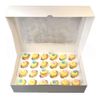 LarryRoo PREMIUM Ultra White Windowed MINI Cupcake Boxes for 24 Cup Cakes & inserts (1)