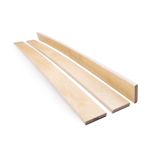 Polymat Pack of 5 Slats Beech Wood Replacement 5 cm wide Bed Slats Curved Sprung Single Double custom length 5 pcs (670 mm long)