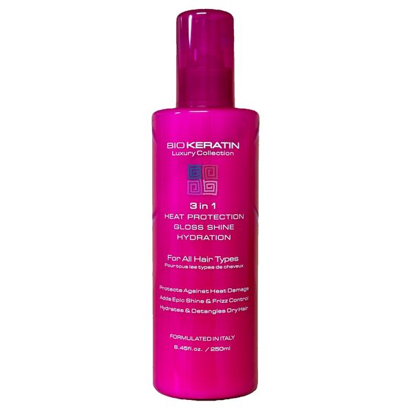 Bio Keratin Luxury Collection 3-in-1 Heat Protection + Gloss Shine + Hydration, 8.45 Fl Oz, 250 ml