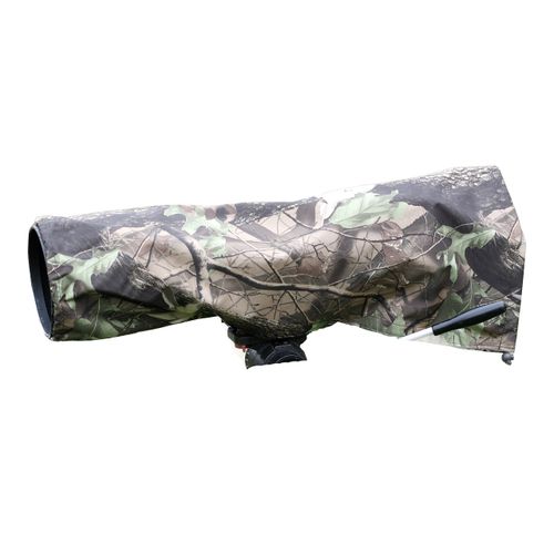 Rainsleeve cover for camera lenses. Medium size in an attractive leaf pattern material. Approx LENGTH SIZE is 56 CM.