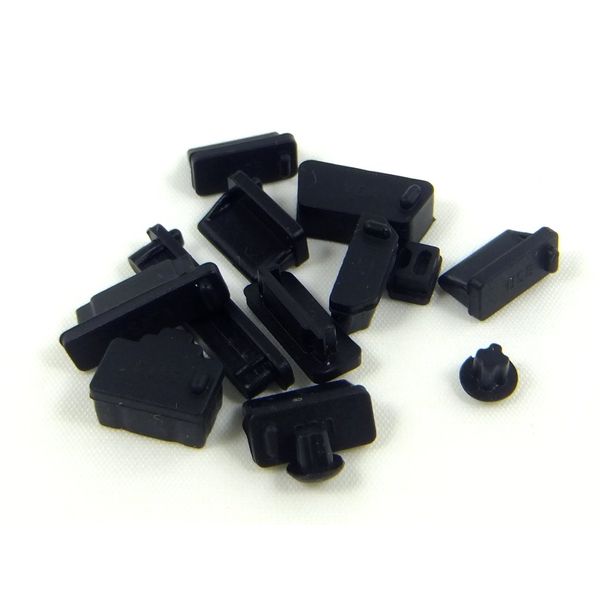 Notebook/Tablet/Netbook Various Connector Covers Caps 13 Pieces & Original Cleaner Set (Black)