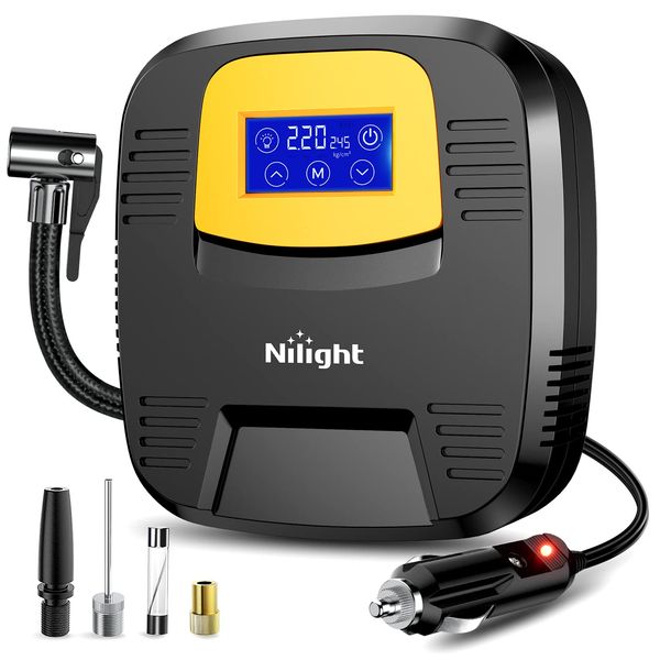 Nilight Air Compressor Tire Inflator Portable Tire Pump 150PSI Auto Car Tire Pump Digital Pressure Gauge Touch Screen Air Pump for Cars Bicycles Air Mattress, 2 Years Warranty