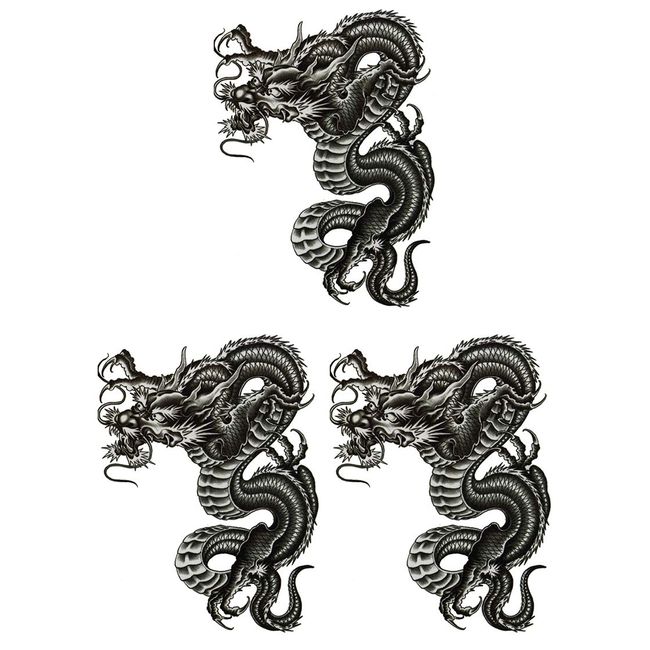 THE FANTASY Tattoo Sticker Dragon hb227 [A5 Size, Pack of 3]