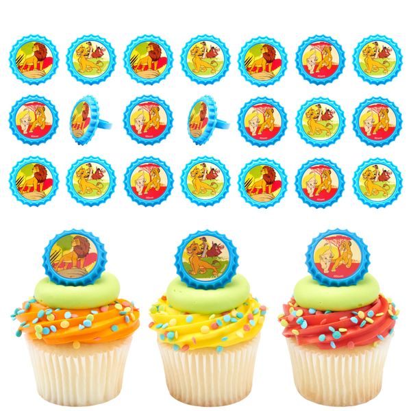 DecoPac Lion King Cupcake Rings, 24 Disney's The Lion King Cupcake Decorations Featuring Simba, Timon, Pumbaa, & Nala, For Birthday Parties & Celebrations, Food Safe Cake Toppers – 24 Pack